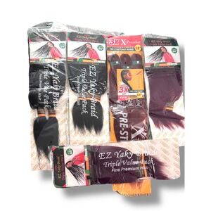 X-Pression/Samura Yaky Pre-Stretched‎ Braid Hair 44-58" Bundle 5 Lot Burg Black